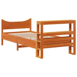 Bed Frame with Headboard Wax Brown 75x190 cm Small Single Solid Wood Pine 3306329