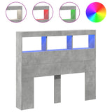 Headboard Cabinet with LED Concrete Grey 120x17x102 cm 839192