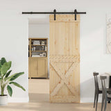 Sliding Door with Hardware Set 80x210 cm Solid Wood Pine 3332749