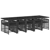 11 Piece Garden Dining Set with Cushions Black Poly Rattan 3211651