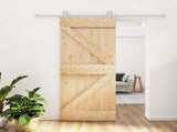 Sliding Door Natural and White 80 x 210 cm Solid Pine Wood 3445023