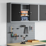 Tool Cabinet Set with Shelf 3 pcs Black Powder-Coated Steel 3321404