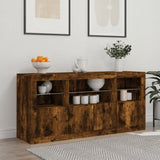 Sideboard with LED Lights Smoked Oak 142.5x37x67 cm 3209069