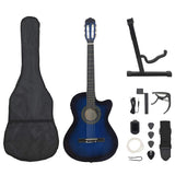 12 Piece Western Guitar Set with Equalizer and 6 Strings Blue 70141