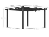 3 x 3m Aluminium Pergola, with Retractable Roof - Dark Grey T3398P313601