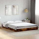 Bed Frame without Mattress Smoked Oak 160x200 cm Engineered Wood 842011