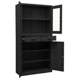 Office Cabinet Anthracite 90x40x180 cm Steel and Tempered Glass 336424