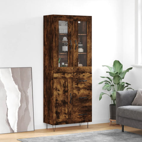 Highboard Smoked Oak 69.5x34x180 cm Engineered Wood 3198694