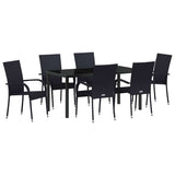 Garden Dining Set 7 pcs Black Powder-Coated Steel 3379405