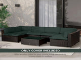 Garden Rattan Sofa Cushion Polyester Cover Replacement Outdoor- No Cushion Included, Dark Grey T3398P314188