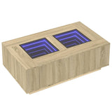 ZNTS Coffee Table with Infinity LED Sonoma Oak 116x69x40 cm 3284058