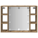 Mirror Cabinet with LED Artisan Oak 76x15x55 cm Engineered Wood 857002