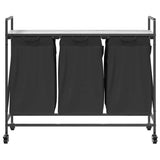 Laundry Basket 3 Compartments with Wheels Grey Sonoma 859093