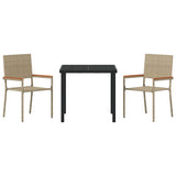 Garden Dining Set with Cushion 3 pcs Beige Poly Rattan 3379716