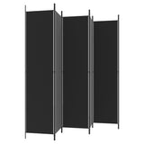 6-Panel Room Divider Black 300x220 cm Fabric 350209