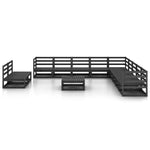 ZNTS 12 Piece Garden Lounge Set Black Solid Pinewood 3075883