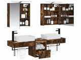 Bathroom Cabinet Set 5 pcs Smoked Oak Engineered Wood 3406315