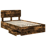 Bed Frame with Drawer Smoked Oak 120 x 200 cm Engineered Wood 3412203