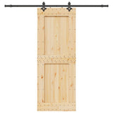 Sliding Door with Hardware Set 85x210 cm Solid Wood Pine 3332732