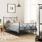 Metal Bed Frame without Mattress with Footboard Black 90x190cm 376512