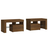 ZNTS Bedside Cabinets 2 pcs with LED Lights Brown Oak 70x36.5x40 cm 3152777