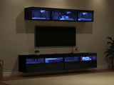 TV Wall Units with LED with LED 5 pcs Black Oak 80 x 30 x 40 cm 3402970