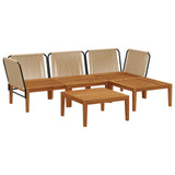 5 pcs Solid Acacia Wood & Rope Natural 3407765