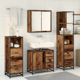 Bathroom Furniture Set with Door 4 pcs Old Wood Engineered Wood 3402329