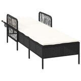 Sun Lounger Black and Cream White 55 x 200 x 92 cm Poly Rattan 365425