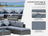 8 Pieces PE Rattan Corner Sofa with Thick Cushions, Aluminium Outdoor Rattan Garden Furniture T3398P319994