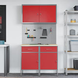 Work Cabinet with Drawer 5 pcs Red Engineered Wood and Steel 3321417