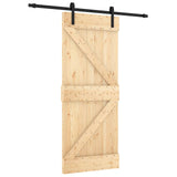 Sliding Door Natural and Black 85 x 210 cm Solid Pine Wood 3444895