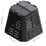 Garden Composter Black 93.3x93.3x80 cm 480 L 146276