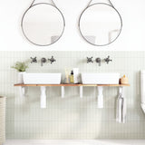 Basin Shelf Wall Mounted Steel and Solid Wood Acacia 3302686