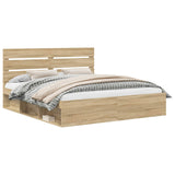 Bed Frame with Headboard Sonoma 180 x 200 cm Solid Pine Wood 3411714