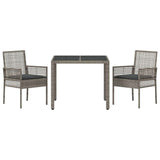 Garden Dining Set 3 pcs Grey Poly rattan 3334871