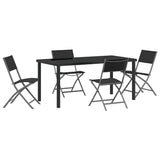 Garden Dining Set Folding 5 pcs Black Powder-Coated Steel 3379376
