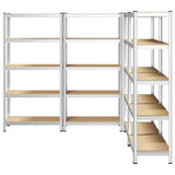 5-Layer Heavy-duty Shelves 4 pcs Silver Steel&Engineered Wood 3307598
