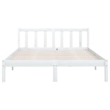 Bed Frame without Mattress White Solid Wood Double 810058
