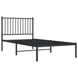 Metal Bed Frame without Mattress with Headboard Black 90x190cm 350856
