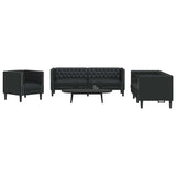 Living Room Couch 3 pcs Black 194 x 74.5 x 70.5 cm Faux Leather 3385863