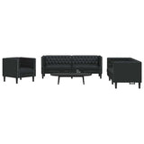 Living Room Couch 3 pcs Black Faux Leather 3385863