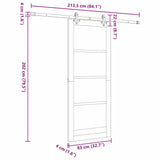 Sliding Door Natural 83 x 202 cm Solid Pine Wood and Glass 3332305