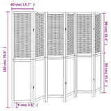 Room Divider 6 Panels White Solid Wood Paulownia 358730