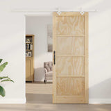 Sliding Door Brown 83 x 211 cm Solid Pine Wood 3333590