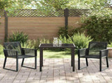 Garden Dining Set 3 pcs Black Powder-Coated Steel 3379310