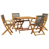 5 Piece Garden Dining Set Grey Polypropylene and Solid Wood 3281830