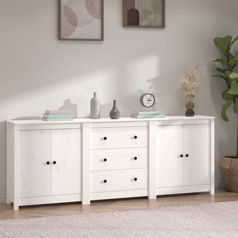 ZNTS Sideboard White 210x35x80 cm Solid Wood Pine 3114070