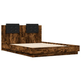 Bed Frame with LED without Mattress Smoked Oak 120x200 cm 3210021