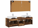 Bathroom Furniture Set 4 pcs Old Wood Engineered Wood and Glass 3406829